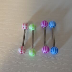 Checkered Barbell Tongue Rings Set